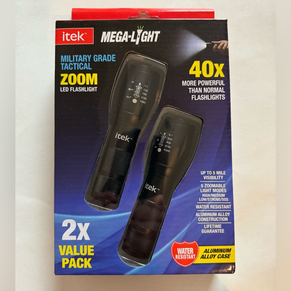 Military Grade Flashlights Set of 2 New